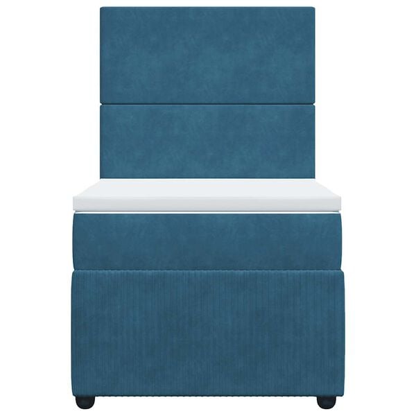 vidaXL Boxspring met matras fluweel donkerblauw 90x190 cm
