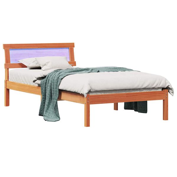 vidaXL Bedframe met hoofdeinde Wasbruin 75 x 190 cm Massief grenenhout