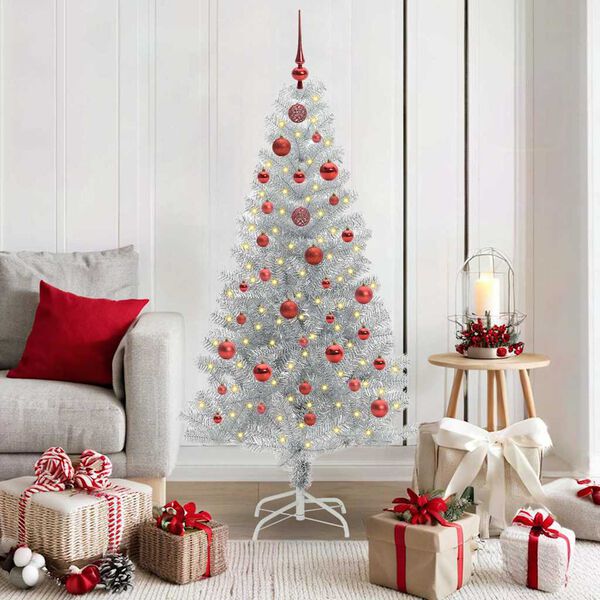 vidaXL Kerstboom met 150 LED met standaard Zilver 150 cm PET