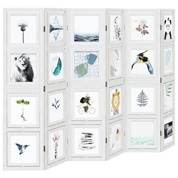 vidaXL Kamerscherm met 6 panelen massief paulowniahout wit