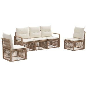 vidaXL Tuinbankenset 5 pcs Beige poly rattan