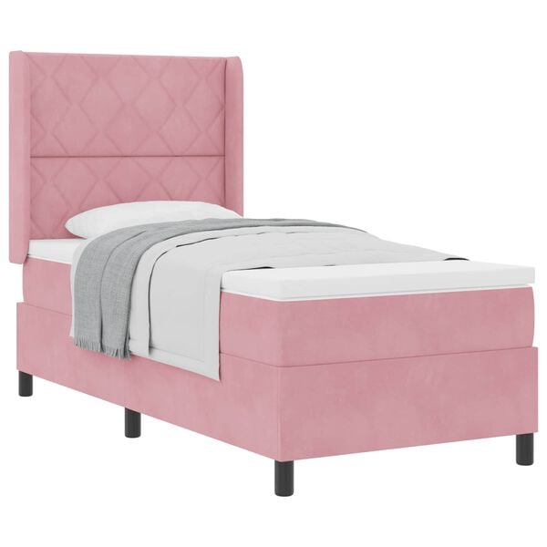 vidaXL Boxspringbed met matras Roze 100 x 200 cm Fluweel