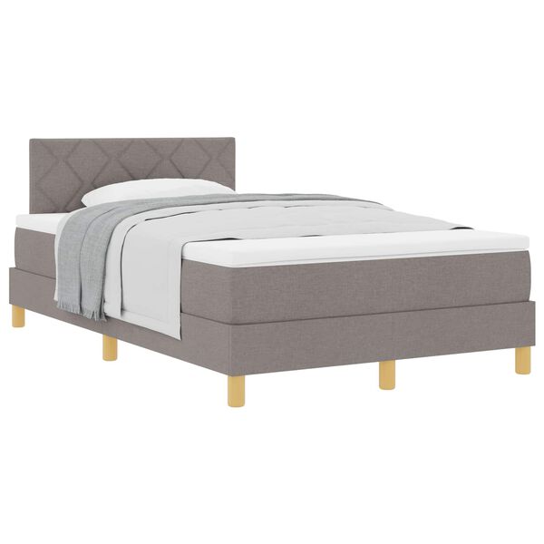 vidaXL Boxspringbed met kussen met hoofdeinde Taupe 120 x 190 cm Stof