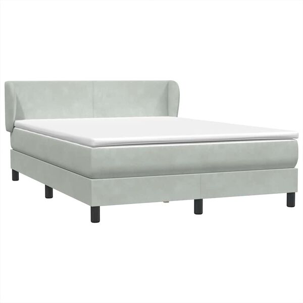 vidaXL Boxspring met matras fluweel lichtgrijs 160x220 cm