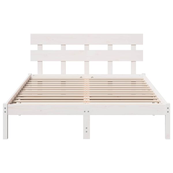 vidaXL Bedframe met hoofdeinde Wit 150 x 200 cm Massief grenenhout