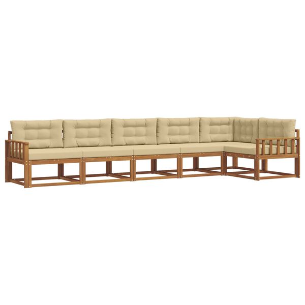 vidaXL Buiten bankenset met kussen 6 pcs Natuurlijk en Beige