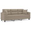 vidaXL Driezitsbank met kussens 180 cm microvezelstof taupe