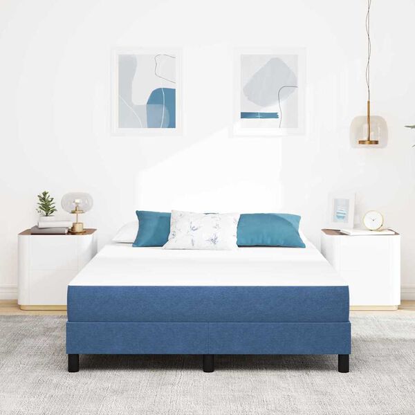 vidaXL Bedmatras met matras Blauw 140 x 200 cm Stof