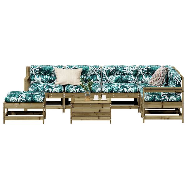 vidaXL 8-delige Loungeset met kussens ge&iuml;mpregneerd grenenhout