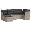 vidaXL 6-delige Loungeset met kussens poly rattan lichtgrijs