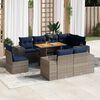 vidaXL 9-delige Loungeset met kussens poly rattan grijs