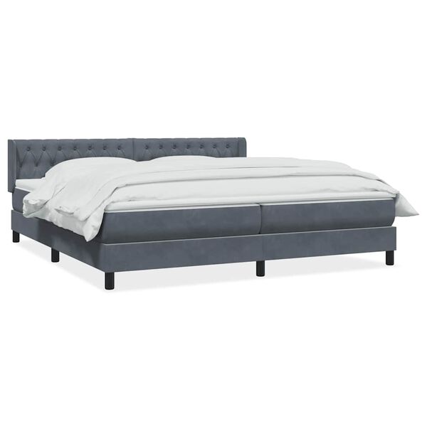 vidaXL Boxspring met matras fluweel donkergrijs 180x220 cm