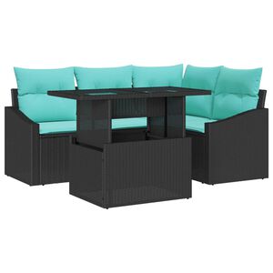 vidaXL Tuin Sofa Set met kussen met opslag 6 pcs Zwart en cr&egrave;me