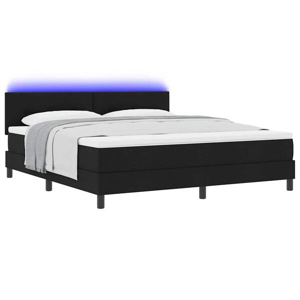 vidaXL Boxspring bed met matras met LED Zwart 180 x 200 cm Stof