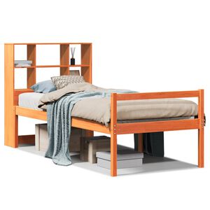 vidaXL Bed met boekenkast zonder matras massief hout wasbruin 75x190cm