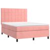 vidaXL Boxspring met matras fluweel roze 140x190 cm