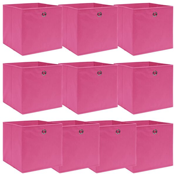 vidaXL Opbergboxen 10 st 32x32x32 cm stof roze