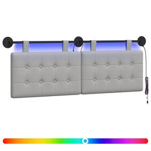 vidaXL Hangend hoofdbord Met LED-verlichting Wolkengrijs Stof