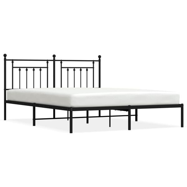 vidaXL Bedframe met hoofdbord metaal zwart 160x200 cm