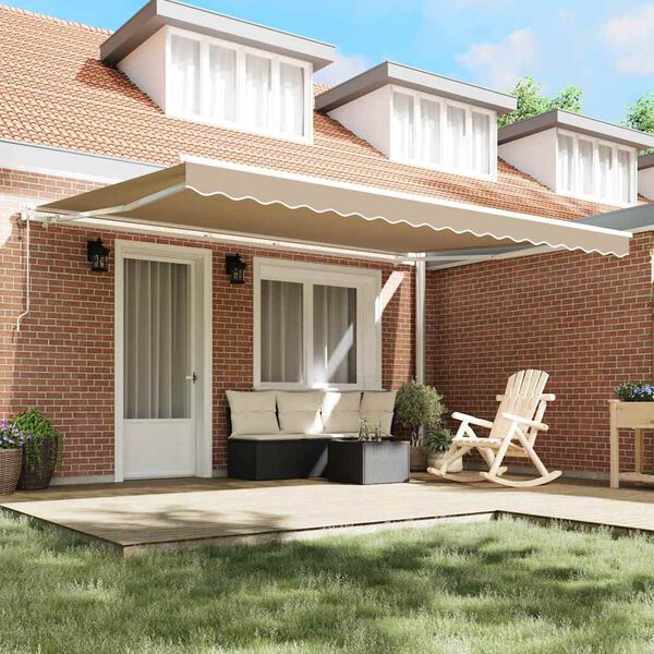 vidaXL Inklapbaar Zonnescherm Beige 450 &times; 300 cm Stof