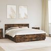 vidaXL Bedframe met hoofdeinde Gerookt eiken 200 x 200 cm Bewerkt hout