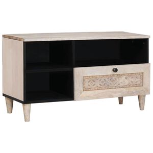 vidaXL TV-kast Bleached Wit 80 x 33 x 46 cm Massief Mango Hout