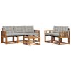 vidaXL Buiten bankenset met kussen 6 pcs Natuurlijk en Lichtgrijs