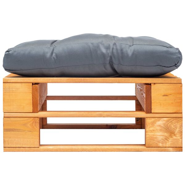 vidaXL Tuinpoef met grijs kussen pallet hout honingbruin