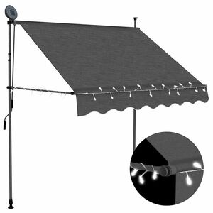 vidaXL Luifel handmatig uitschuifbaar met LED 200 cm antracietkleurig