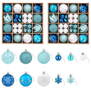 vidaXL Kerstballen set 88 st Turquoise, donkerblauw en wit &Oslash; 6 cm