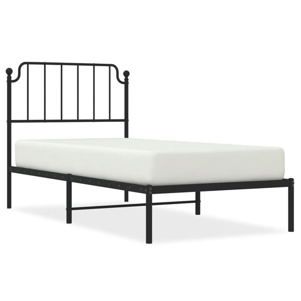 vidaXL Bedframe met hoofdbord metaal zwart 90x200 cm
