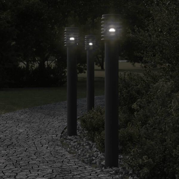 vidaXL Buitenvloerlampen 3 st stopcontact 110 cm roestvrijstaal zwart
