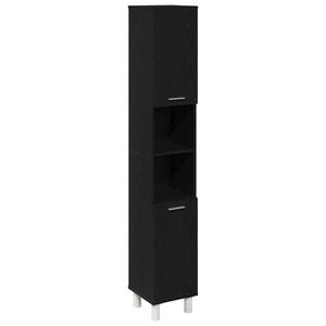 vidaXL Badkamer Kast Zwart Eiken 30 x 30 x 179 cm Bewerkt hout