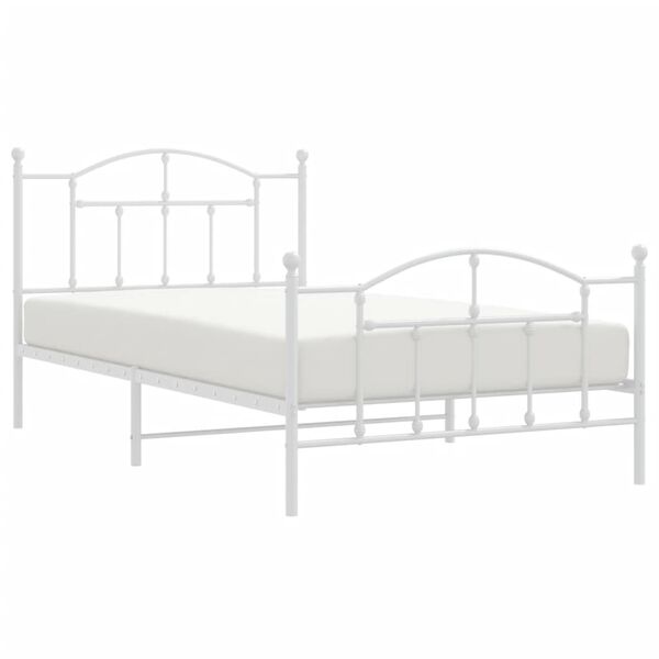 vidaXL Bedframe met hoofd- en voeteneinde metaal wit 107x203 cm