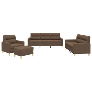 vidaXL 4-delige Loungeset met kussens stof bruin