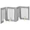 vidaXL Opvouwbaar hondenhek met standaards 4 pcs Grijs sonoma 241 cm