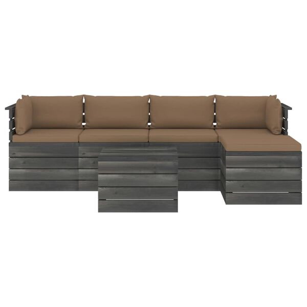 vidaXL 6-delige Loungeset met kussens pallet massief grenenhout