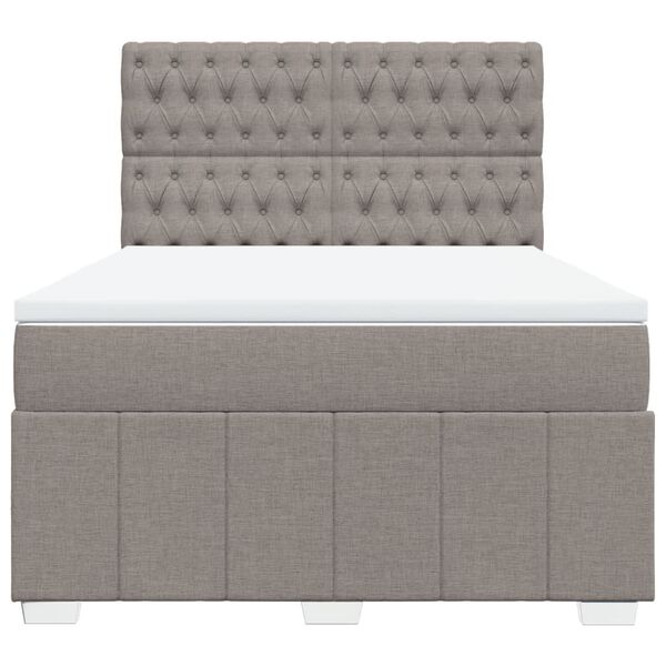 vidaXL Boxspring met matras stof taupe 160x200 cm
