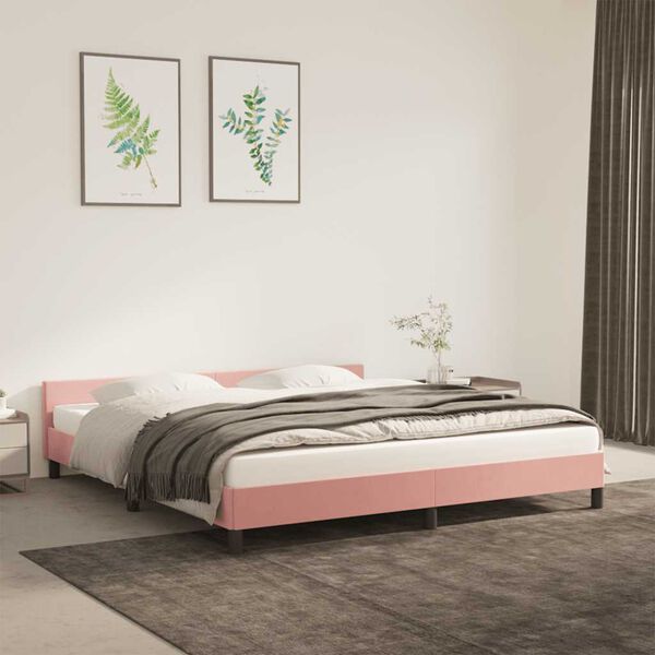 vidaXL Bedframe met hoofdeinde zonder matras 180x200 cm fluweel roze