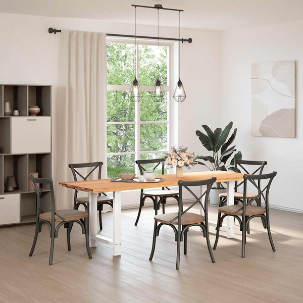 vidaXL Eettafel met natuurlijke rand 240x80x74 cm massief eikenhout