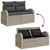 vidaXL Tuinbankenset met kussen 4 pcs Lichtgrijs poly rattan