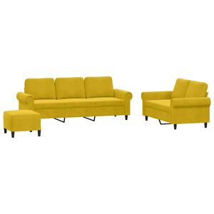vidaXL 3-delige Loungeset met kussens fluweel geel