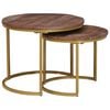 vidaXL Nest Koffietafels 2 pcs Donkerbruin Massief mangohout en staal