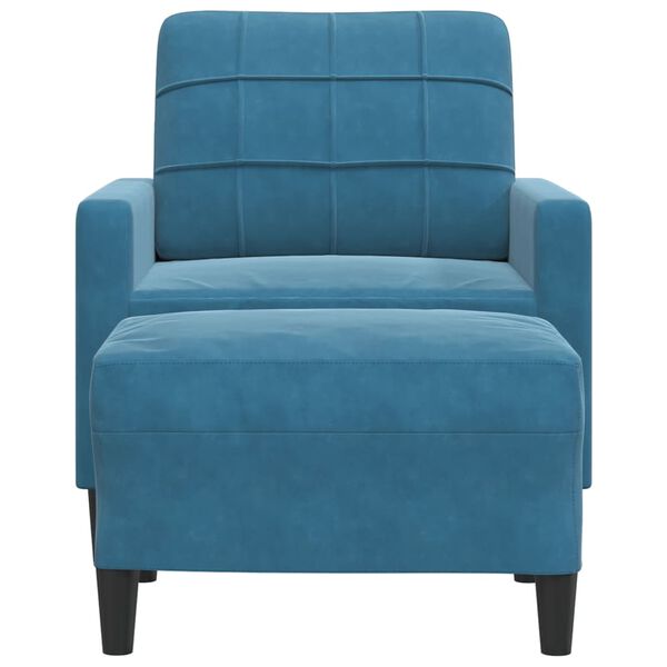 vidaXL Fauteuil met voetenbank 60 cm fluweel blauw