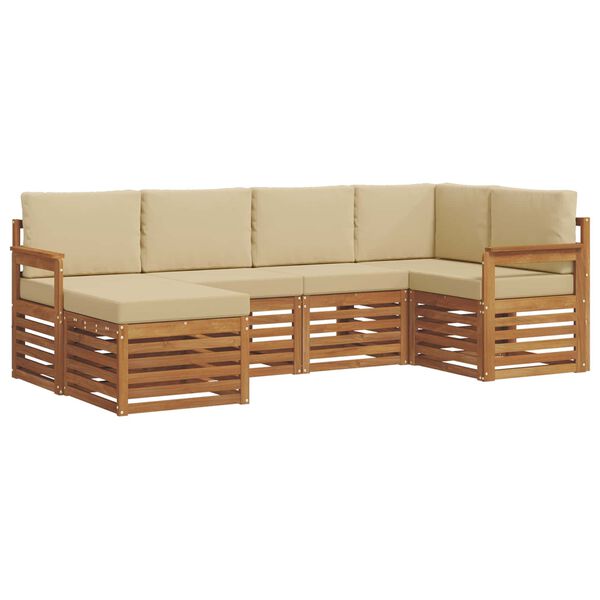 vidaXL Sofa-Sets 6 pcs Natuurlijk en Beige Massief Acaciahout
