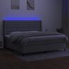 vidaXL Boxspring met matras en LED stof lichtgrijs 200x200 cm