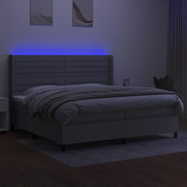 vidaXL Boxspring met matras en LED stof lichtgrijs 200x200 cm