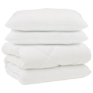 vidaXL Dekbed met Kussens 3 pcs Wit Microfiber en Dons Feather