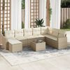 vidaXL 9-delige Loungeset met kussens poly rattan beige