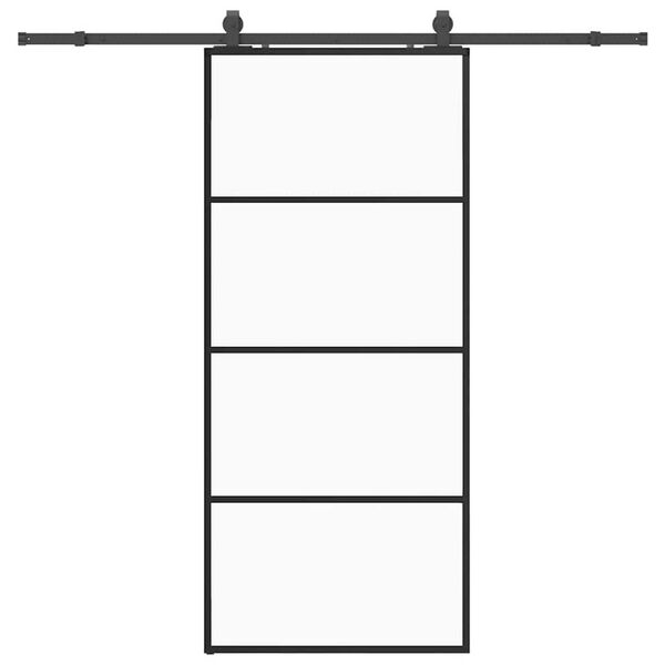 vidaXL Schuifdeur met beslagset 90x205 cm ESG glas zwart